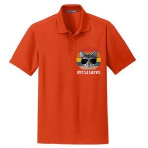 Retro Style Cagift Best Cat Dad Ever Funny Gift Dry Zone Grid Polo