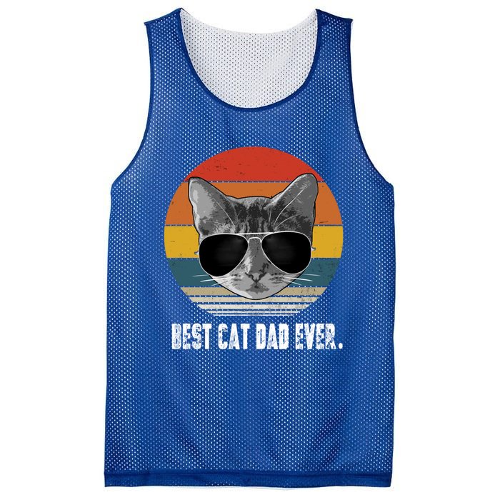 Retro Style Cagift Best Cat Dad Ever Funny Gift Mesh Reversible Basketball Jersey Tank