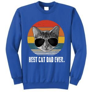 Retro Style Cagift Best Cat Dad Ever Funny Gift Tall Sweatshirt