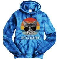 Retro Style Cagift Best Cat Dad Ever Funny Gift Tie Dye Hoodie