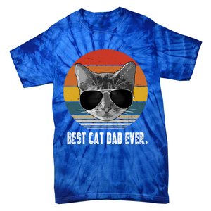 Retro Style Cagift Best Cat Dad Ever Funny Gift Tie-Dye T-Shirt