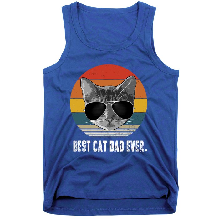 Retro Style Cagift Best Cat Dad Ever Funny Gift Tank Top