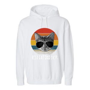 Retro Style Cagift Best Cat Dad Ever Funny Gift Garment-Dyed Fleece Hoodie