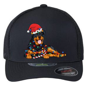 Rottweiler Santa Christmas Lights Xmas Dog Lover Xmas Pajama Flexfit Unipanel Trucker Cap