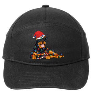 Rottweiler Santa Christmas Lights Xmas Dog Lover Xmas Pajama 7-Panel Snapback Hat