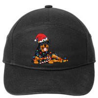 Rottweiler Santa Christmas Lights Xmas Dog Lover Xmas Pajama 7-Panel Snapback Hat