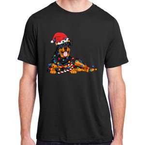 Rottweiler Santa Christmas Lights Xmas Dog Lover Xmas Pajama Adult ChromaSoft Performance T-Shirt