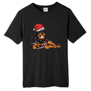 Rottweiler Santa Christmas Lights Xmas Dog Lover Xmas Pajama Tall Fusion ChromaSoft Performance T-Shirt