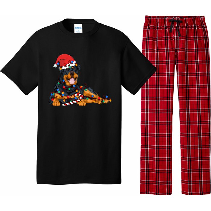 Rottweiler Santa Christmas Lights Xmas Dog Lover Xmas Pajama Pajama Set