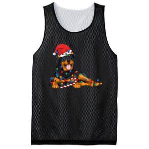 Rottweiler Santa Christmas Lights Xmas Dog Lover Xmas Pajama Mesh Reversible Basketball Jersey Tank