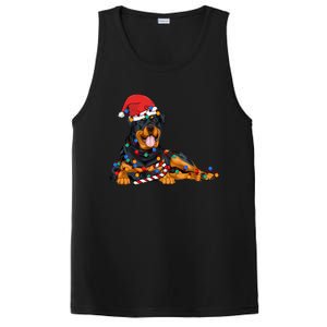 Rottweiler Santa Christmas Lights Xmas Dog Lover Xmas Pajama PosiCharge Competitor Tank