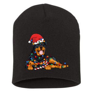 Rottweiler Santa Christmas Lights Xmas Dog Lover Xmas Pajama Short Acrylic Beanie