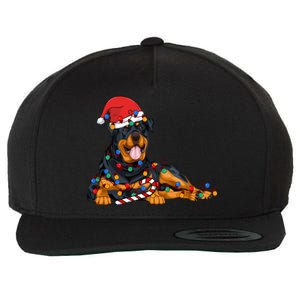 Rottweiler Santa Christmas Lights Xmas Dog Lover Xmas Pajama Wool Snapback Cap