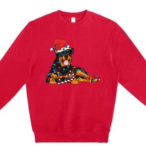 Rottweiler Santa Christmas Lights Xmas Dog Lover Xmas Pajama Premium Crewneck Sweatshirt