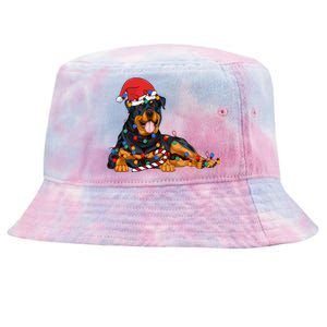 Rottweiler Santa Christmas Lights Xmas Dog Lover Xmas Pajama Tie-Dyed Bucket Hat