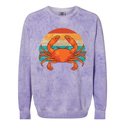 Retro Seafood Crab Lover Crabbing Sea Animal Crab Colorblast Crewneck Sweatshirt