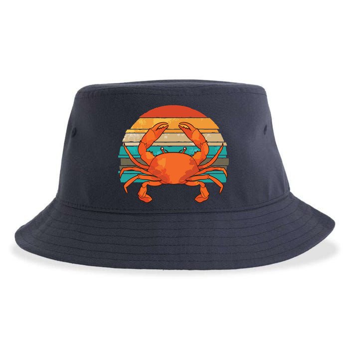 Retro Seafood Crab Lover Crabbing Sea Animal Crab Sustainable Bucket Hat
