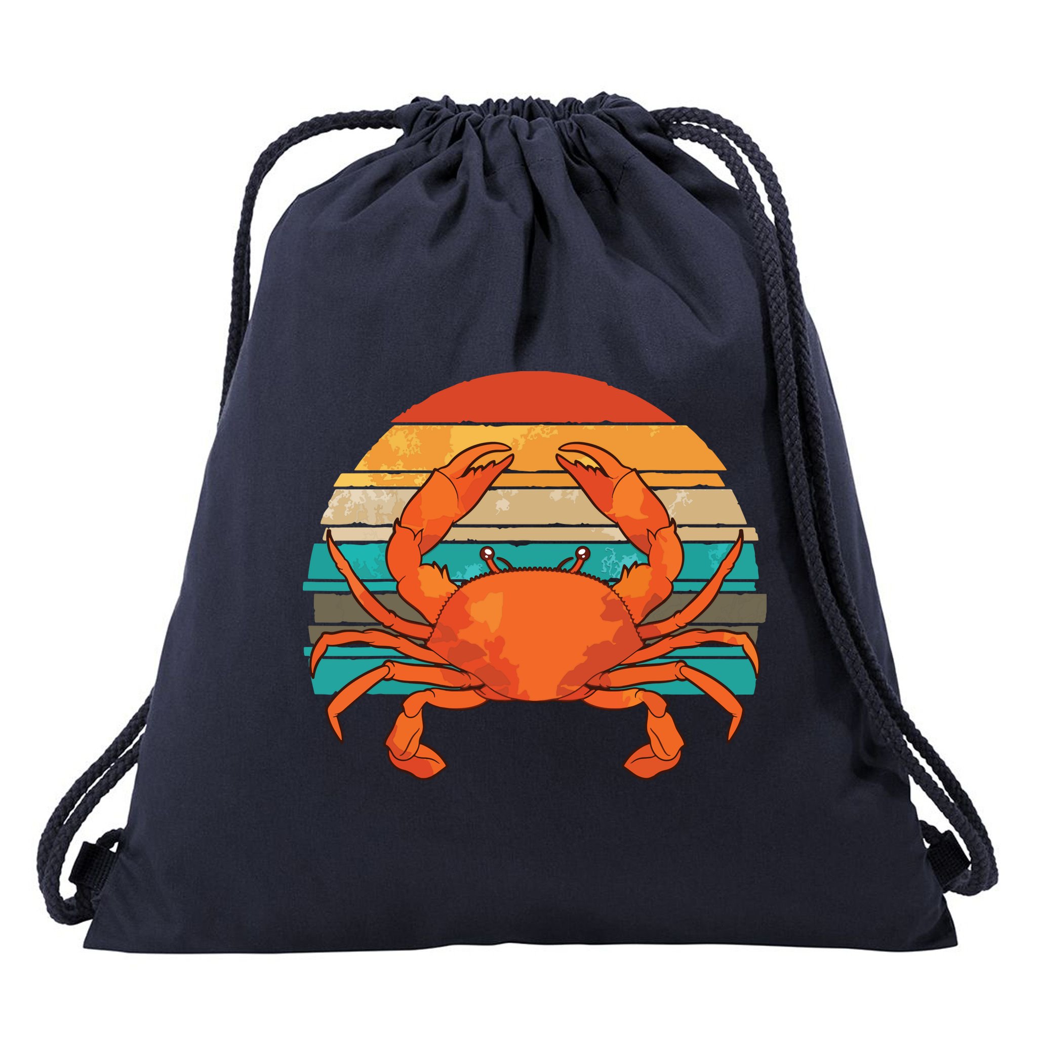 Retro Seafood Crab Lover Crabbing Sea Animal Crab Drawstring Bag
