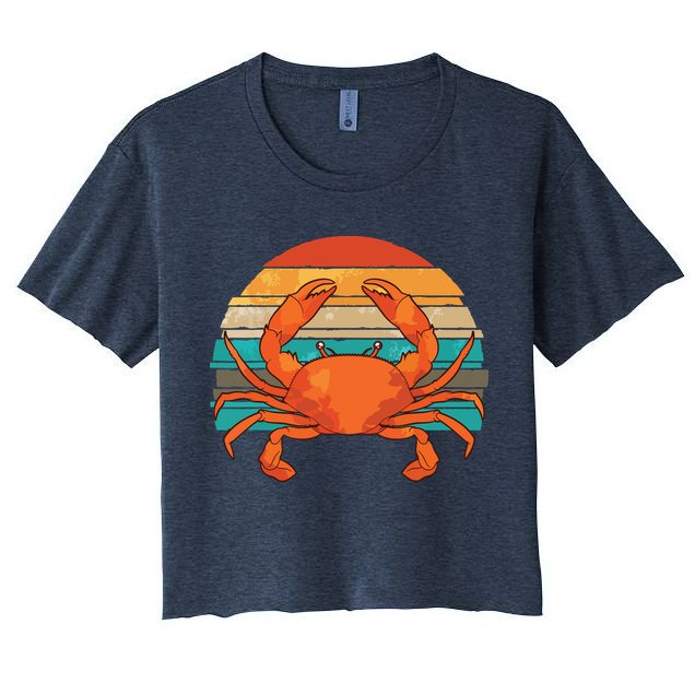 Retro Seafood Crab Lover Crabbing Sea Animal Crab Women's Crop Top Tee