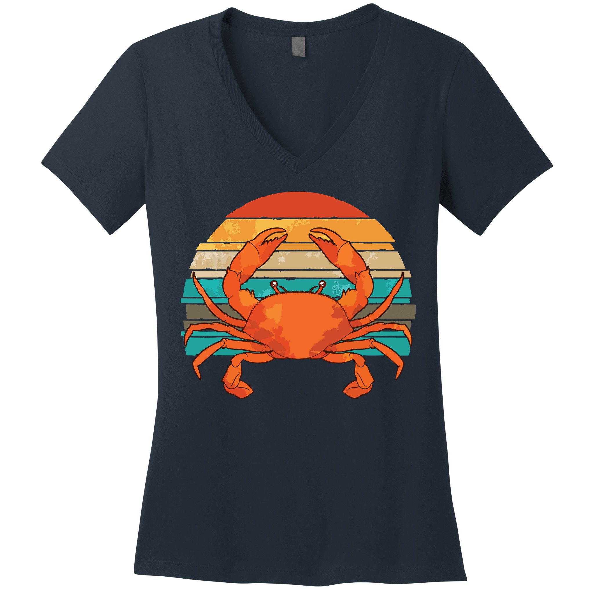 Retro Seafood Crab Lover Crabbing Sea Animal Crab Women's V-Neck T-Shirt