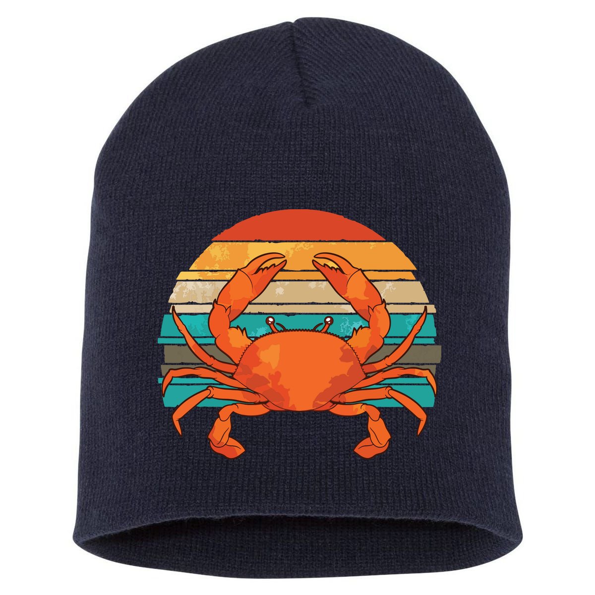 Retro Seafood Crab Lover Crabbing Sea Animal Crab Short Acrylic Beanie