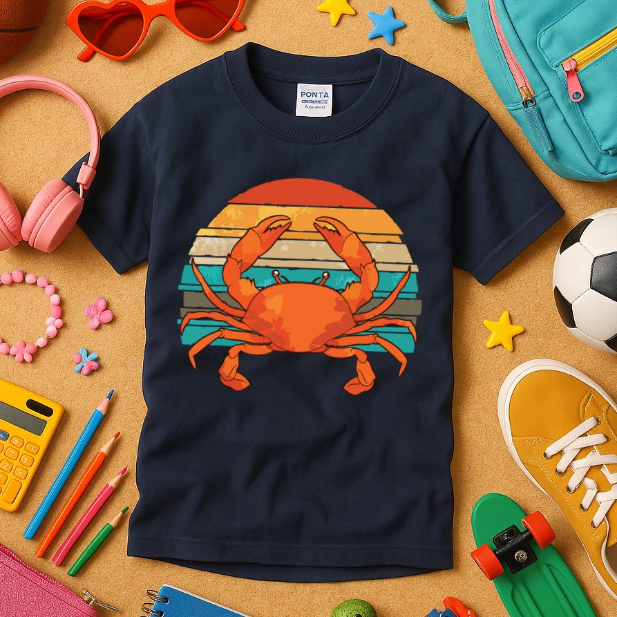 Retro Seafood Crab Lover Crabbing Sea Animal Crab Kids T-Shirt