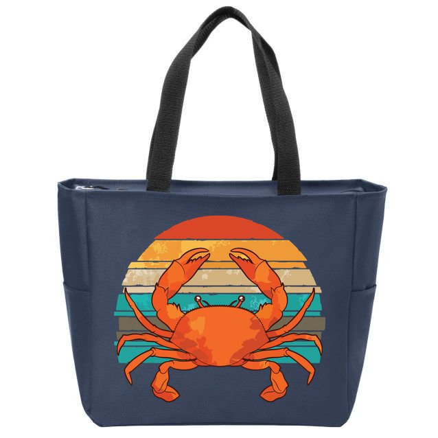 Retro Seafood Crab Lover Crabbing Sea Animal Crab Zip Tote Bag
