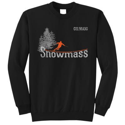 Retro Snowmass Colorado Distressed Skiing Sweatshirt