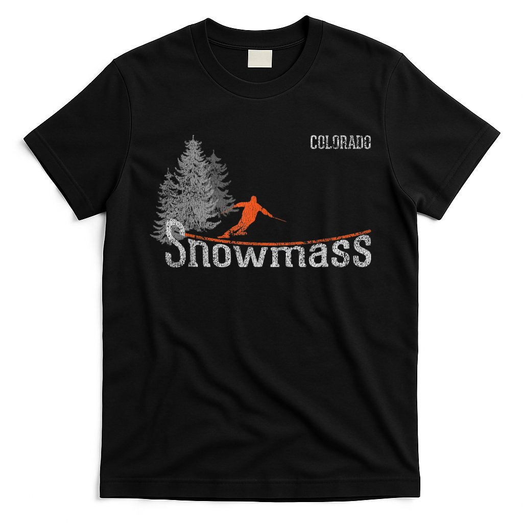 Retro Snowmass Colorado Distressed Skiing T-Shirt