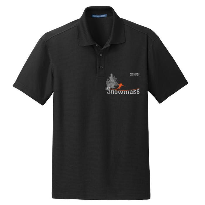 Retro Snowmass Colorado Distressed Skiing Dry Zone Grid Polo