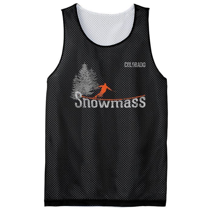 Retro Snowmass Colorado Distressed Skiing Mesh Reversible Basketball Jersey Tank