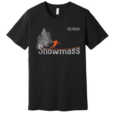 Retro Snowmass Colorado Distressed Skiing Premium T-Shirt