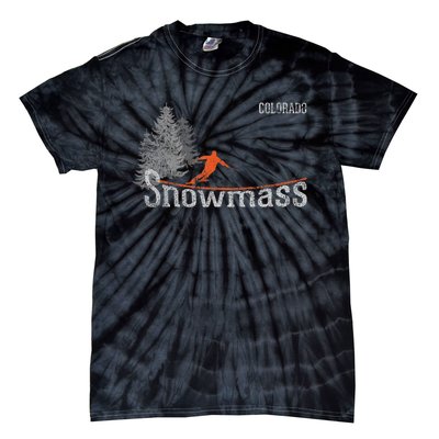 Retro Snowmass Colorado Distressed Skiing Tie-Dye T-Shirt