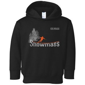 Retro Snowmass Colorado Distressed Skiing Toddler Hoodie