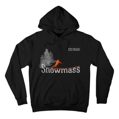 Retro Snowmass Colorado Distressed Skiing Tall Hoodie