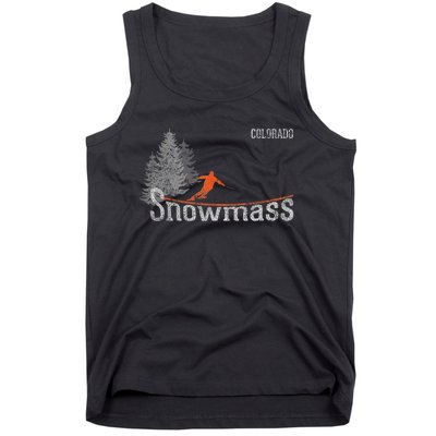 Retro Snowmass Colorado Distressed Skiing Tank Top