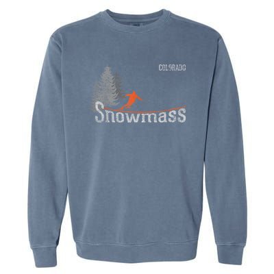 Retro Snowmass Colorado Distressed Skiing Garment-Dyed Sweatshirt