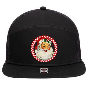 Retro Santa Claus Christmas Festive Cute 7 Panel Mesh Trucker Snapback Hat