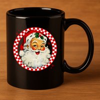 Retro Santa Claus Christmas Festive Cute 11oz C Handle Ceramic Mug