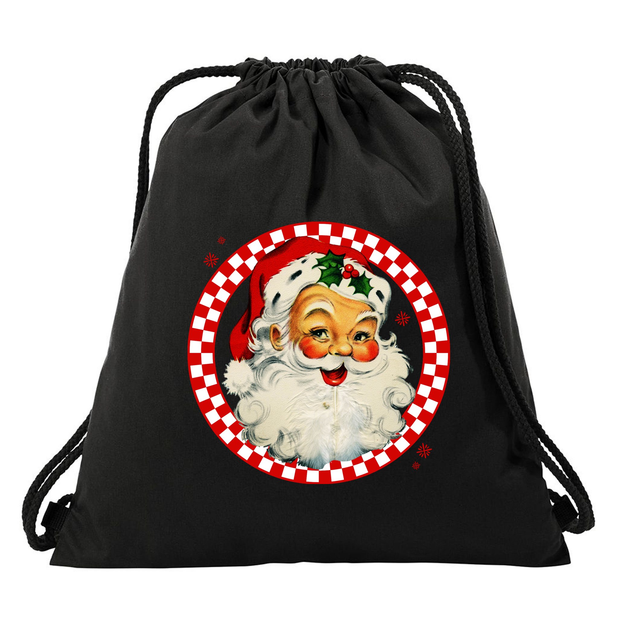 Retro Santa Claus Christmas Festive Cute Drawstring Bag