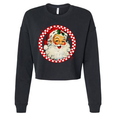 Retro Santa Claus Christmas Festive Cute Cropped Pullover Crew