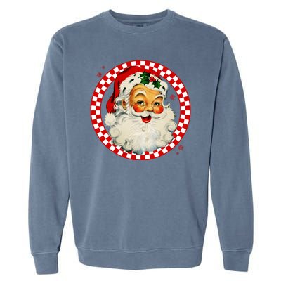 Retro Santa Claus Christmas Festive Cute Garment-Dyed Sweatshirt