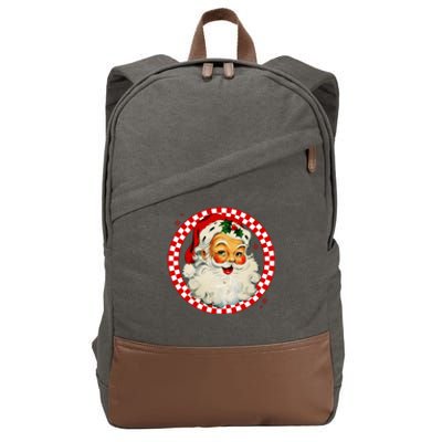 Retro Santa Claus Christmas Festive Cute Cotton Canvas Backpack