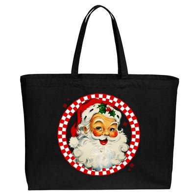 Retro Santa Claus Christmas Festive Cute Cotton Canvas Jumbo Tote