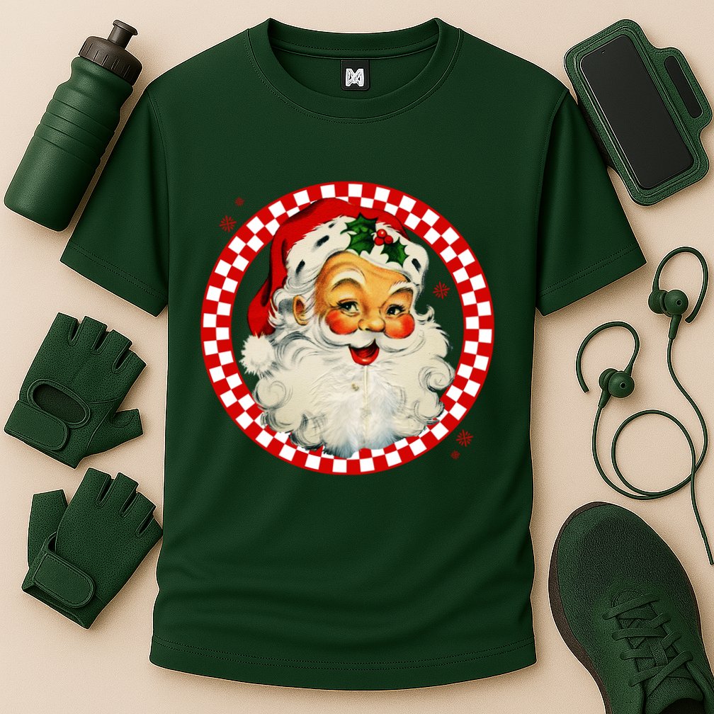 Retro Santa Claus Christmas Festive Cute Cooling Performance Crew T-Shirt