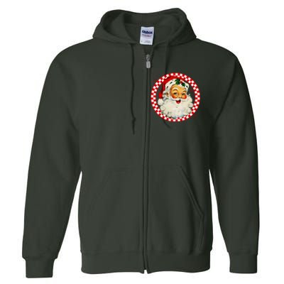 Retro Santa Claus Christmas Festive Cute Full Zip Hoodie