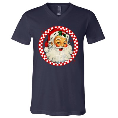 Retro Santa Claus Christmas Festive Cute V-Neck T-Shirt