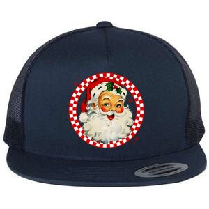 Retro Santa Claus Christmas Festive Cute Flat Bill Trucker Hat