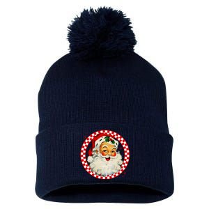 Retro Santa Claus Christmas Festive Cute Pom Pom 12in Knit Beanie