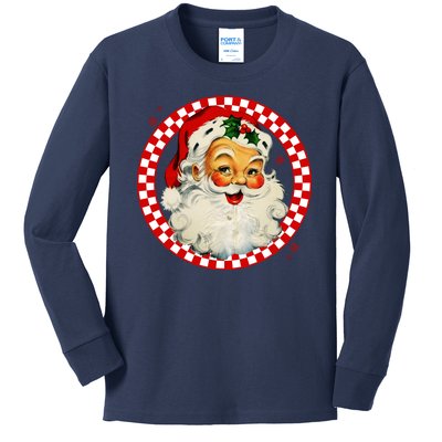 Retro Santa Claus Christmas Festive Cute Kids Long Sleeve Shirt